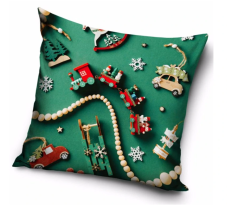 Vianočný vankúš 40x40 cm Drevený Vláčik