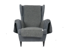 Poťah na kreslo z merino vlny tmavo sivý