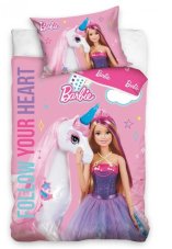 Obliečky do postieľky Barbie a Duhový Jednorožec 100x135/40x60 cm