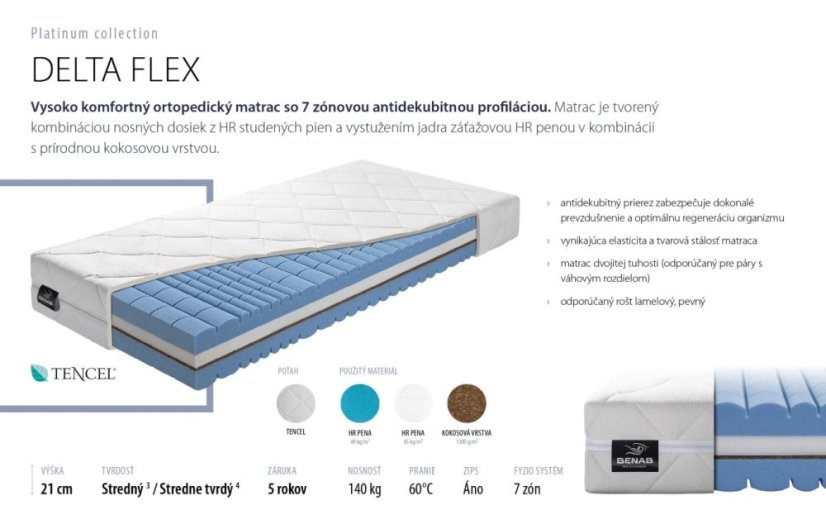 Benab Matrac DELTA FLEX - Rozměr matrace: 195x90 cm