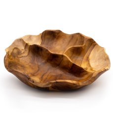 Hladká Kulatá Miska na Ovoce z Teakového Dřeva, tři části - 30x5,5 cm
