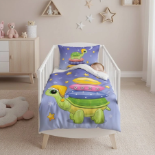 Bavlnené obliečky do postieľky Roztomilá Korytnačka 100x135/40x60 cm