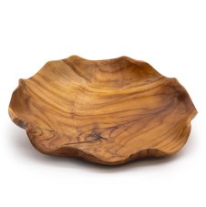 Hladká Kulatá Miska na Ovoce z Teakového Dřeva - 28 x 5,5 cm