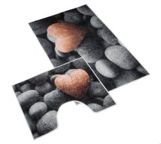 Koupelnová sada předložek 3D tmavé kameny 60x100 + 60x50cm