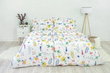 Ložní povlečení bavlněné Flóra bílá 140x200 / 70x90 cm