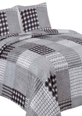 Prikrývka na posteľ 220x240 + 2x 40x40cm - Káro čierne