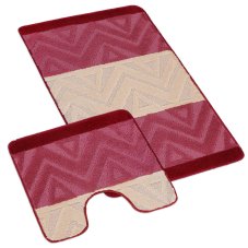 Koupelnová a WC předložka chevron burgundy 60x100 + 60x50cm
