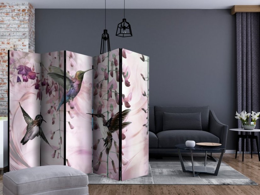 Artgeist Paraván - Flying Hummingbirds (Pink) [Room Dividers]