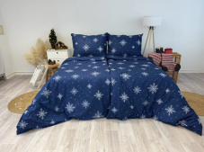 Posteľné bavlnené obliečky vločky modré 140x200/70x90 cm