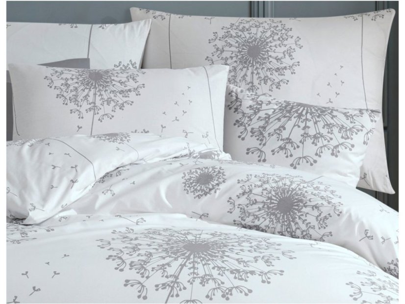 BAVLNĚNÉ POVLEČENÍ PAMPELIŠKY ŠEDÉ 200x220/2x70x90 cm
