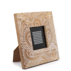 Malý Rám na Fotografie z Mangového Dreva ( 10x15cm) 20x20x2cm - Budha - Biely