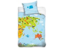 Dětské povlečení Mapa Zvířat 140x200 / 70x90 cm
