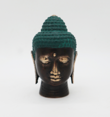 Střední Antická Mosazná Hlava Buddhy