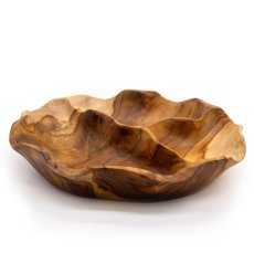 Hladká Kulatá Miska na Ovoce z Teakového Dřeva, tři části - 30x5,5 cm
