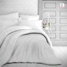 Hotelová posteľná bielizeň atlas gradl 2 mm pruh 140x200/70x90 cm biela