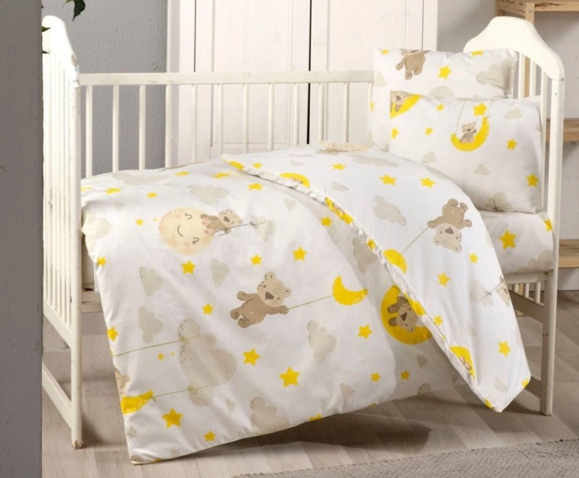 Bavlněné dětské povlečení Medvídek v oblacích 140x200/70x90 cm