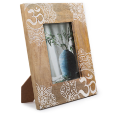 Veľký Rám na Fotografie z Mangového Dreva (13x18cm) 28x23x2cm - Mandala - Biely