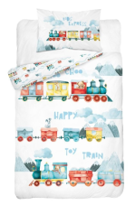 Povlečení do postýlky Vláčiky 100x135/40x60 cm