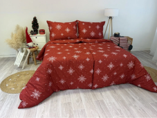 Posteľné bavlnené obliečky vločky červené 140x200/70x90 cm