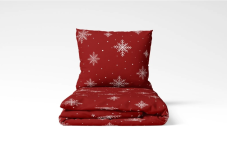 Posteľné bavlnené obliečky vločky červené 140x200/70x90 cm