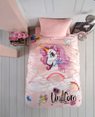 Posteľné obliečky pre mladých 140x200, 70x90cm Unicorn ružové