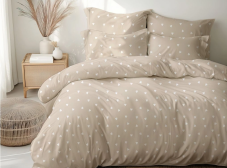 Bavlnené obliečky Srdiečka latté 140x200/70x90 cm