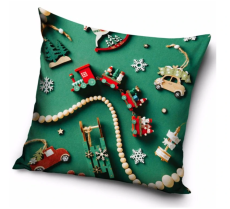 Vianočný vankúš 40x40 cm Drevený Vláčik