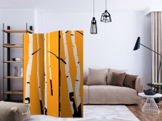 Paraván - Birches on the orange background [Room Dividers]