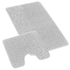 Koupelnová a WC předložka ornament světle šedý 60x100 + 60x50cm