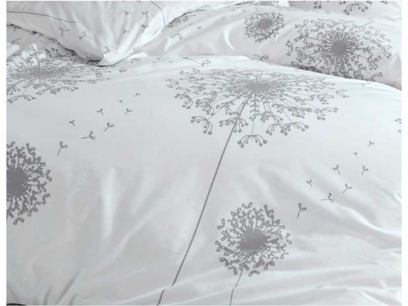 BAVLNĚNÉ POVLEČENÍ PAMPELIŠKY ŠEDÉ 200x220/2x70x90 cm