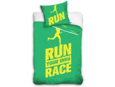 PERKÁLOVÉ POVLEČENÍ RUN RACE ZELENÉ 140x200 / 70x90 cm