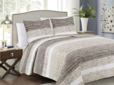 Prikrývka na posteľ 220x240 + 2x 40x40cm - Tavira pruhy béžové