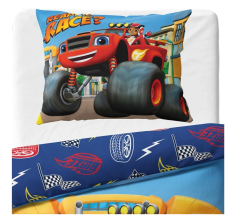 Detské obliečky Plamienok a Štvorkoláci Pripravený na závod 140x200/70x90 cm