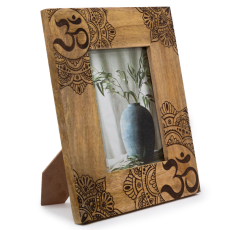 Veľký Rám na Fotografie z Mangového Dreva (13x18cm) 28x23x2cm - Mandala - Čierny