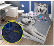 Detské svietiace obliečky Husky 140x200/70x80 cm