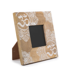 Malý Rám na Fotografie z Mangového Dreva ( 10x15cm) 20x20x2cm - Mandala - Biely