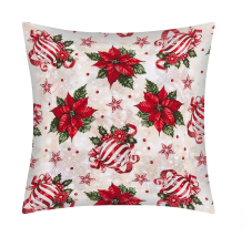 Vianočná obliečka na vankúšik 40x40 cm ozdoby červené
