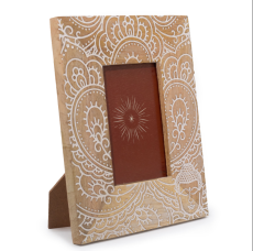 Stredný Rám na Fotografie z Mangového Dreva ( 10x15cm) 26x20x2cm - Budha - Biely