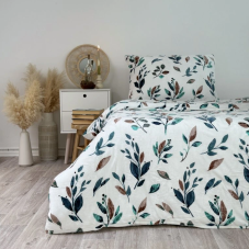 Ložní povlečení mikroflanel šedomodré větvičky, 140x200/90x70 cm