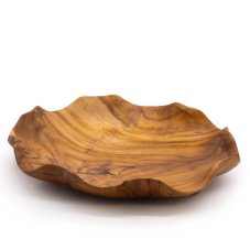Hladká Kulatá Miska na Ovoce z Teakového Dřeva - 28 x 5,5 cm