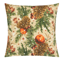 Vianočná obliečka na vankúšik 40x40 cm šišky a jablká