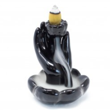 Stojan na Vonné Kužele "Tečúci Dym" Ruka a Lotosový Kvet