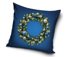 Vianočný vankúš 40x40 cm Vianočný Veniec Modrý