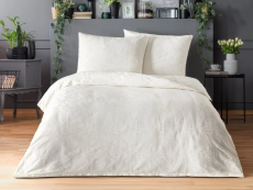 Luxusné žakárové obliečky listy smotanové