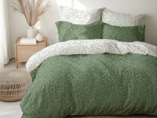 Krepové obliečky Zelené Lístky 140x200/70x90 cm