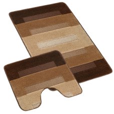 Koupelnová a WC předložka parkety hnědé 60x100 + 60x50cm