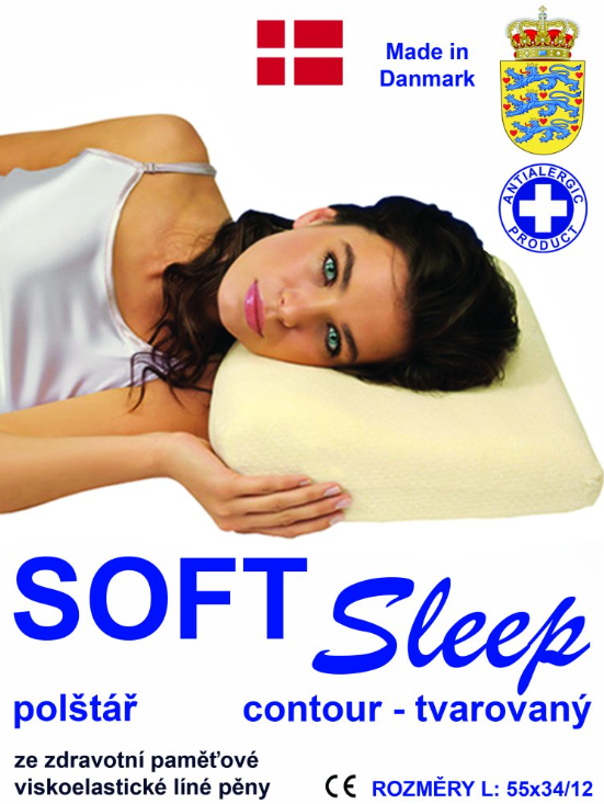Anatomický polštář Soft Sleep Contour L Prémium 55 × 34 × 12 cm