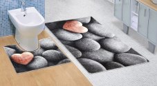 Koupelnová sada předložek 3D tmavé kameny 60x100 + 60x50cm