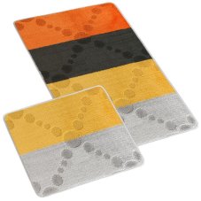 Koupelnová a WC předložka paprsky šedožluté 60x100 + 60x50cm