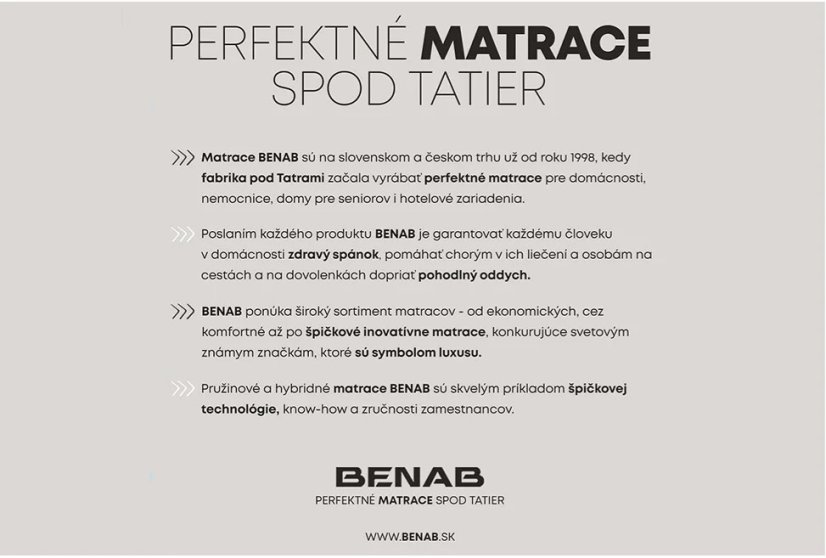 Benab Matrac FYZIO TAŠTIČKOVÝ - Rozměr matrace: 200x120 cm